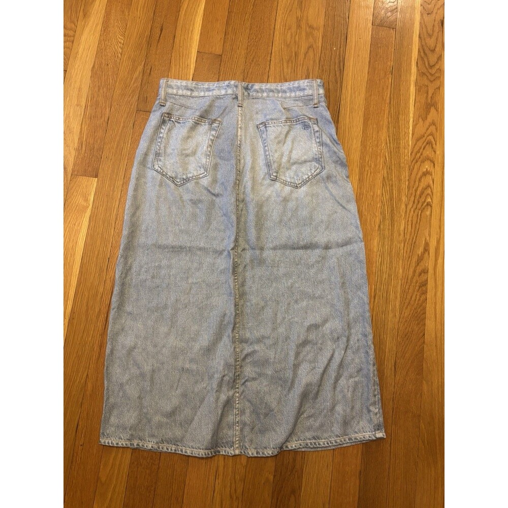 Rag & Bone Tulip Liquid Miramar Denim Midi Skirt Tencel Light Wash Size 28 - Picture 7 of 7